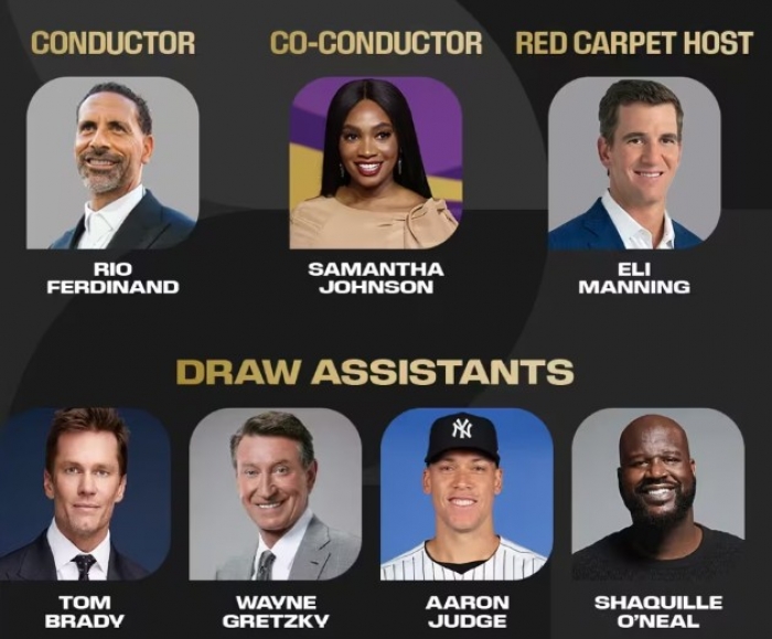 World Cup 2026 draw with Rio Ferdinand and Tom Brady in show