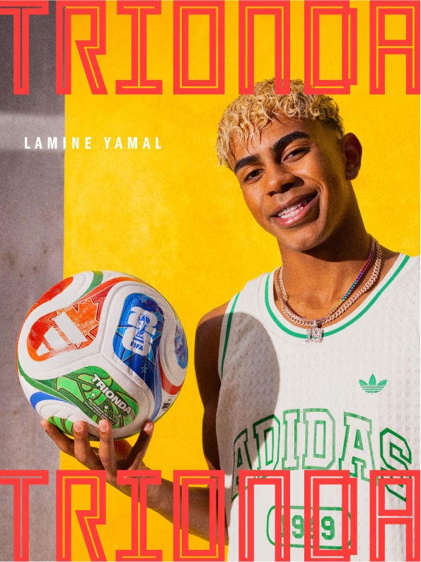 Lamine Yamal with the official World Cup ball