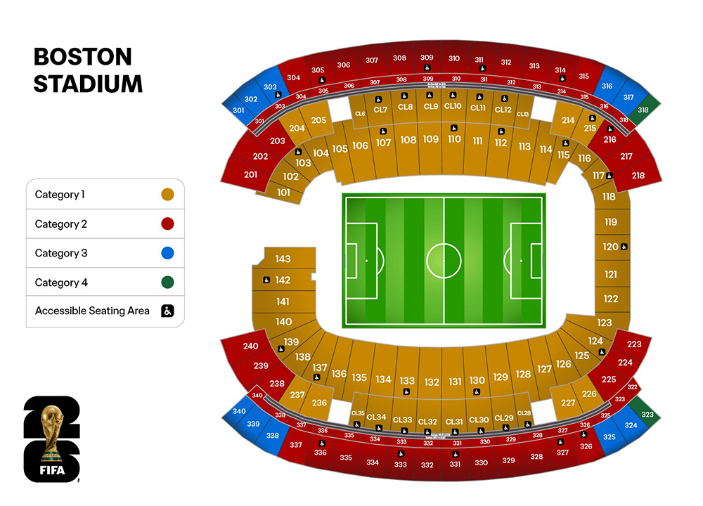 Stadium map of the stadium in Boston