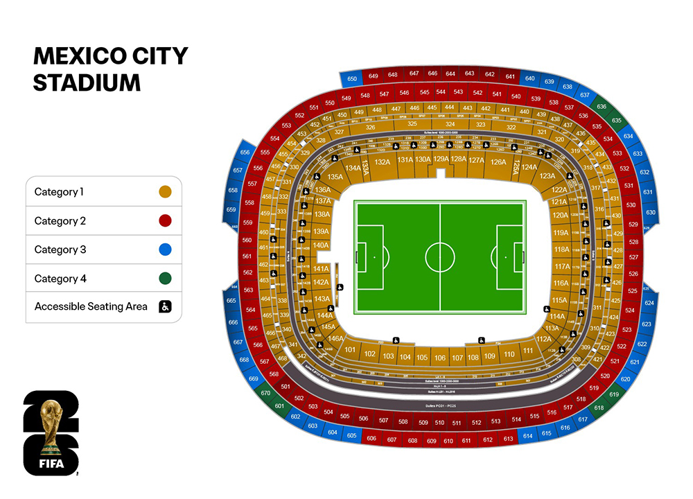 Stadium map of the stadium in Mexico City