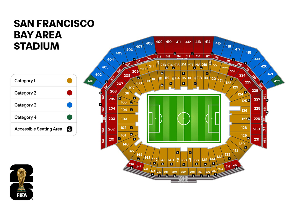 Stadium map of the stadium in San Francisco Bay Area