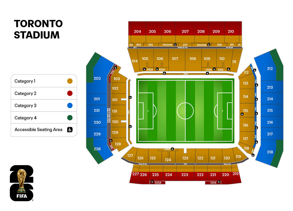 Stadium map of the stadium in Toronto