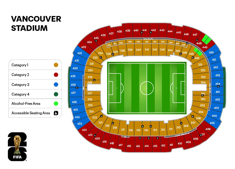 Stadium map of the stadium in Vancouver