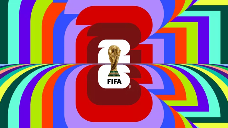 Logo of the 2026 World Cup with cup and number 26