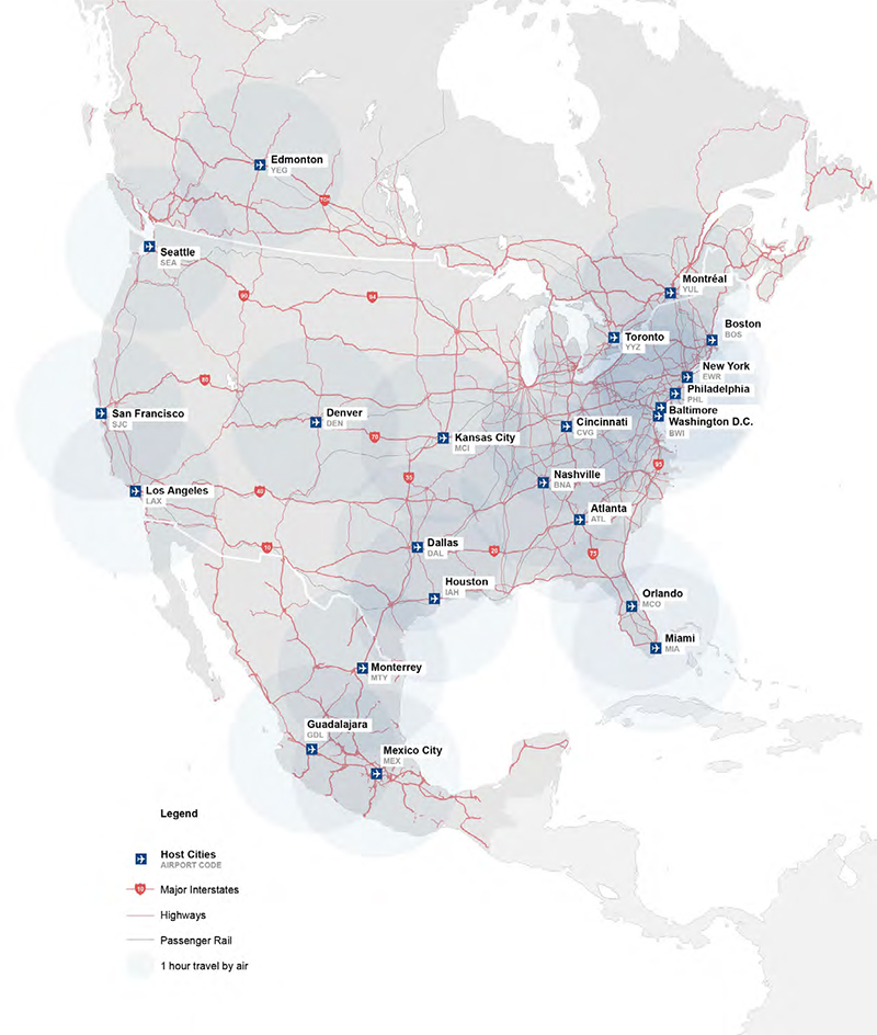 Travel distances during the 2026 World Cup